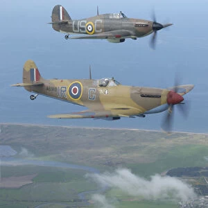Hurricane Mark II & Spitfire over Blackpool