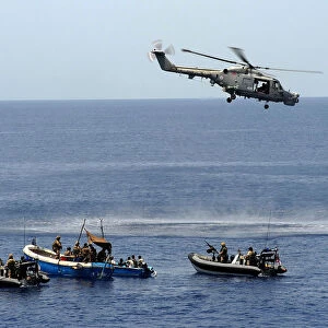 Lynx Helicopter Hovers Over Suspected Pirates
