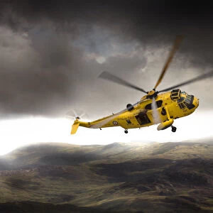RAF Search and Resue SeaKing Helicopter in Snowdonia