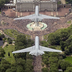 RAF VC-10 Aircraft Fly Over Buckingham Palace