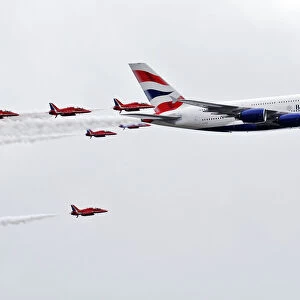 Red Arrows Accompanying British Airways A380