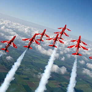 The Red Arrows display over RAF Scampton