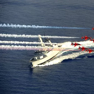 Red Arrows Flying Over HMS Diamond