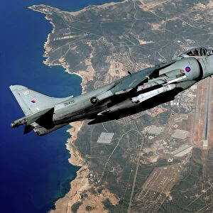 Royal Navy Harrier Jet High Over RAF Akrotiri, Cyprus