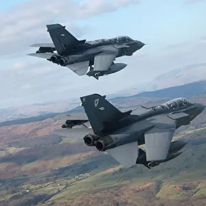Two Tornado GR4 13 Squadron Royal Air Force based at RAF Marham are pictured flying