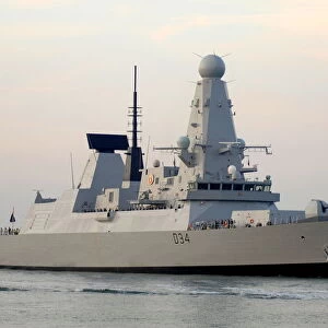 Type 45 Destroyer HMS Diamond Enters Portsmouth for the First Time