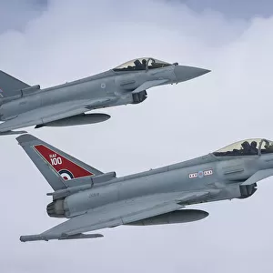 Two Typhoon FGR4 aircraft, flown by 29 (R) Squadron from RAF Coningsby