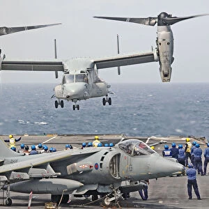 USMC Osprey Helicopter Lands Onboard HMS Ark Royal