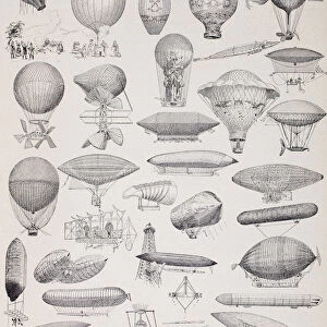 Hot Air Balloons Throughout History Starting With The Montgolfier Brothers Balloon Of 1783 At Top Left And Ending With Military Balloons Of The Early 20Th Century. From Enciclopedia Ilustrada Segu