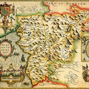 Merionethshire Historical John Speed 1610 Map