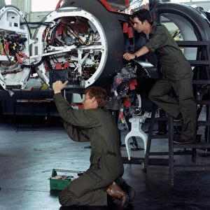 Aviation - RAF St Athan - Engineers at St Athan work on a Harrier GR7 which were serving
