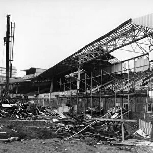 DEmolition of the old Waterloo Stand at Molineux, Wolverhampton wanderers football ground