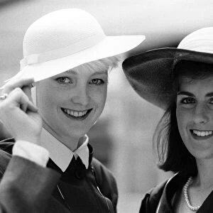 Fashion at Royal Ascot - June 1987 2 women pose with their hats