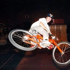 Jez Avery performs stunts on a BMX bike