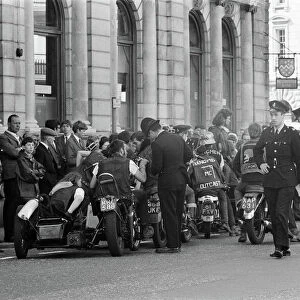 Motor cycle rowdies in Dover. Pictured, police officers stopping them