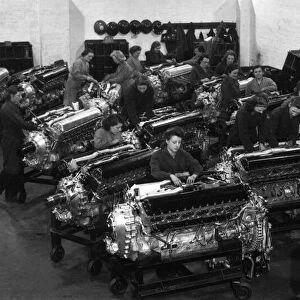 Rolls Royce Merlin engines being made at a factory in the Northwest of England