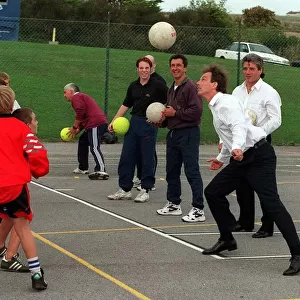 Tony Blair and Kevin Keegan at Stanley Deason School Brighton as the Labour Leader shows