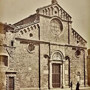 The facade of the Cathedral (13th cent.) and Piazza San Giovanni in Volterra