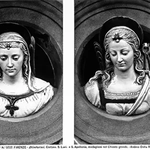 St. Lucy and St. Apollonia: busts by Giovanni della Robbia in the Main Cloister of the Carthusian Monastery in Florence