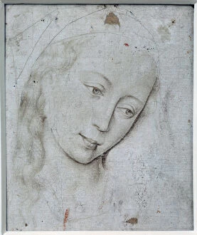 Virgins head. Drawing by Rogier (Roger) Van Der Weyden (1400-1464) Ec. Flam