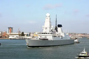 HMS Duncan sailing from Portsmouth Harbour for her maiden deployment HMS Duncan sailing from Portsmouth Harbour for her maiden deployment